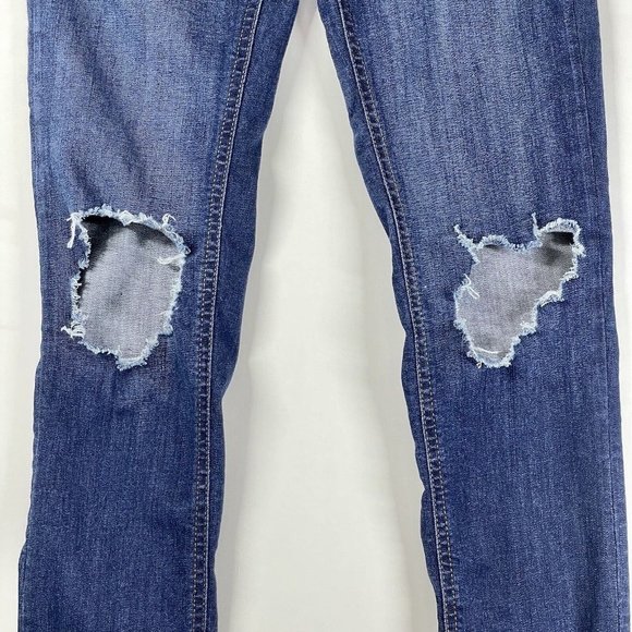 Free People Women's 26 Skinny Jeans Blue Dark Wash Distressed 61855-16515125 - Picture 3 of 11